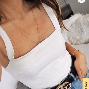 Lulus white square neck bodysuit